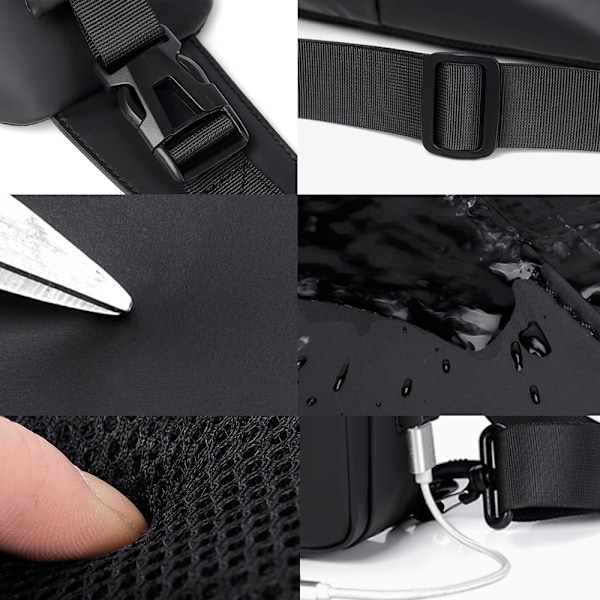 Crossbody Sling Rygsæk Sling Bag Rejse Vandre Brysttaske H black