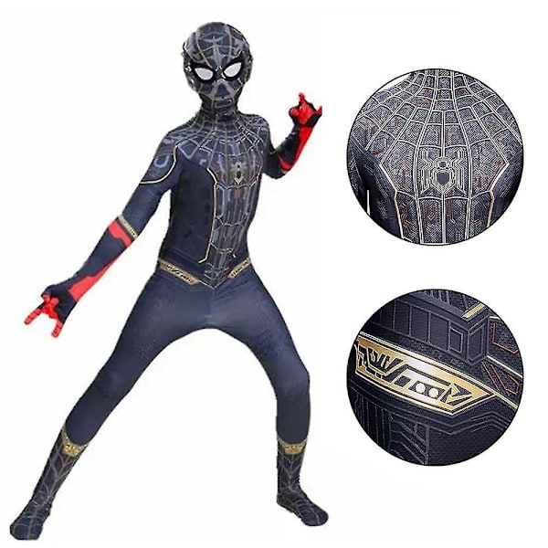 No Way Home Black Spiderman Cosplay Kostym Fancy Dress Jumpsuit Karnevalsfest För Barn Pojke 3-12 år CNMR 9-11 Years