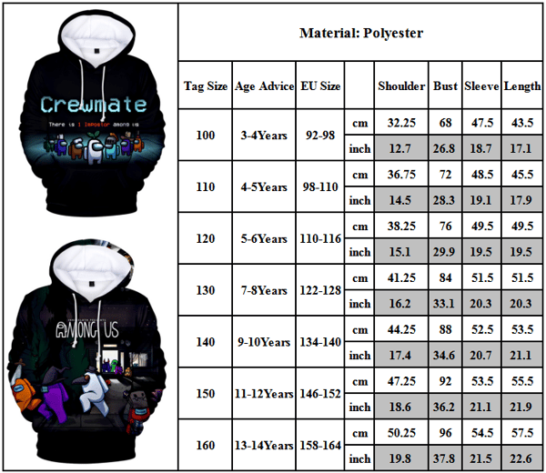 mong us 3D print lasten hupparit taskuilla H A 110cm