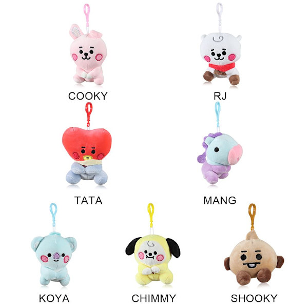 12CM BTS Plysch Doll Toy BT21 Nyckelring Väska hänge /