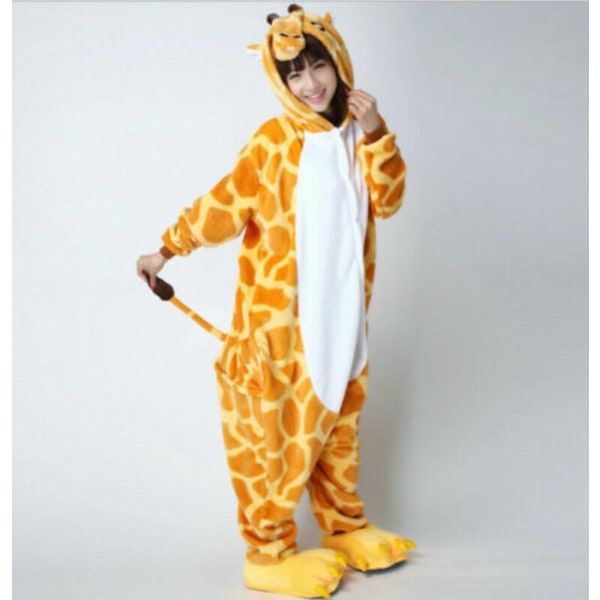 Djurpyjamas Kigurumi Nattkläder Kostymer Vuxen Jumpsuit Outfit V #2 Giraffe adult M