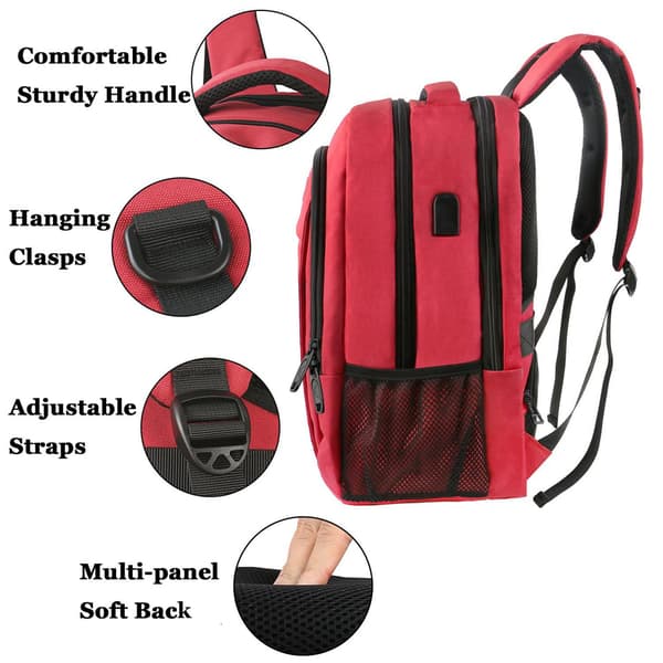 Overdimensjonert ryggsekk med laptoplomme passer til 18" noteb-1 red