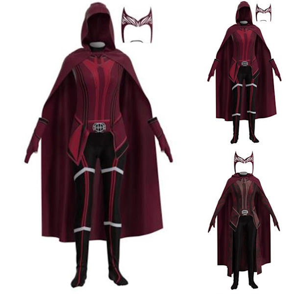 Scarlet Witch Kostym Outfit Halloween Cosplay Party Finklänning - 2 180