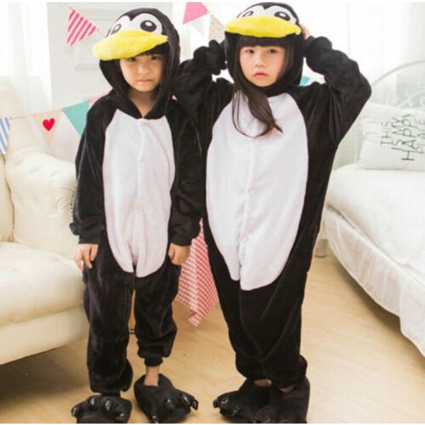 Djurpyjamas Kigurumi Nattkläder Kostymer Vuxen Jumpsuit Outfit Z X #2 Penguin kids S(4-5Y)