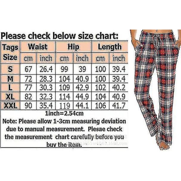 Naisten taskulliset pyjamahousut, pehmeät flanelliruudulliset pyjamahousut naisille - blue XXL