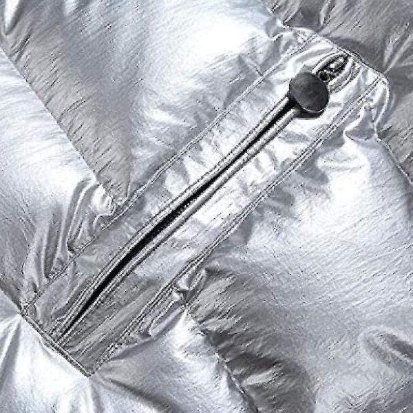 Winter Shiny Down Jacket en's Jacket Stand Collar Down Jacket With Hood K Sliver M