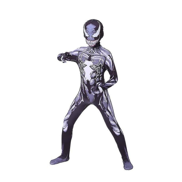 Halloween sort og hvid gift dreng Cosplay kostumesæt med masketøj Børnekostume Spiderboy Tight Clothes Kjole H_a 130 -1 Black White 110