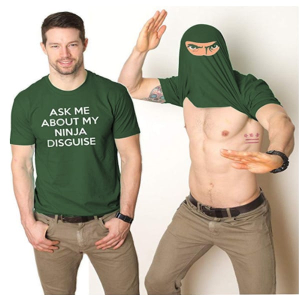 Mænd gave - Spørg mig om min ninja forklædning T-shirt kortærmet Z X green XL