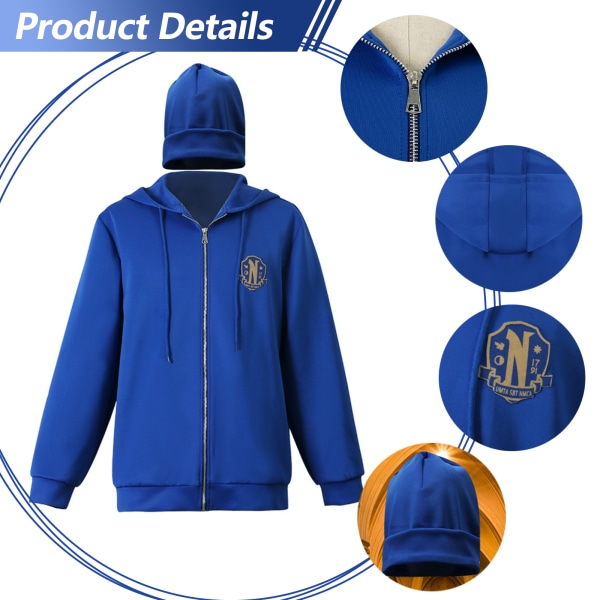 Onsdag Adams Xavier Thorpe frakke og hat cosplayer samme stil som Z X Blue XL