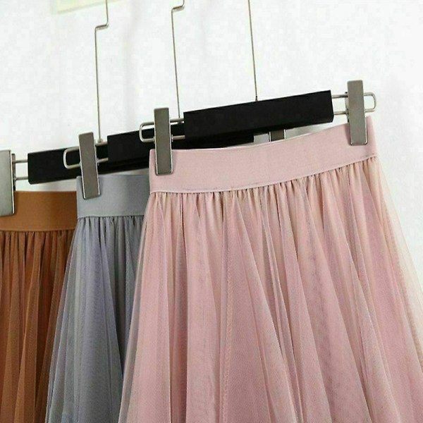Dame tyl nederdel elastisk talje mesh (mørk grå) -
