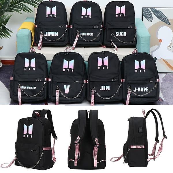 BTS BT21 Skolväska Kedja Ryggsäck Axelväskor V