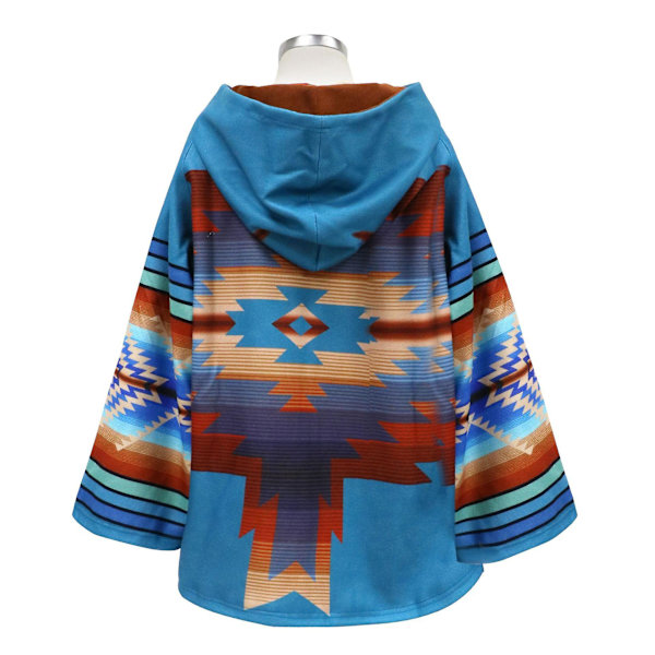 Kvinner Langermet Hette Overfrakk Farget Print Loose Coat Wrap CNMR M