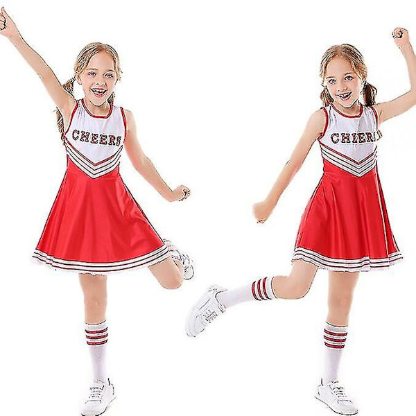 Barnens skolfest Cheerleader kostym Halloween-fest Z X Red 140cm