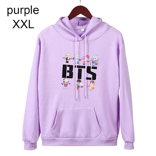 BTS Hoodies Efterårstrøjer lilla purple XXL