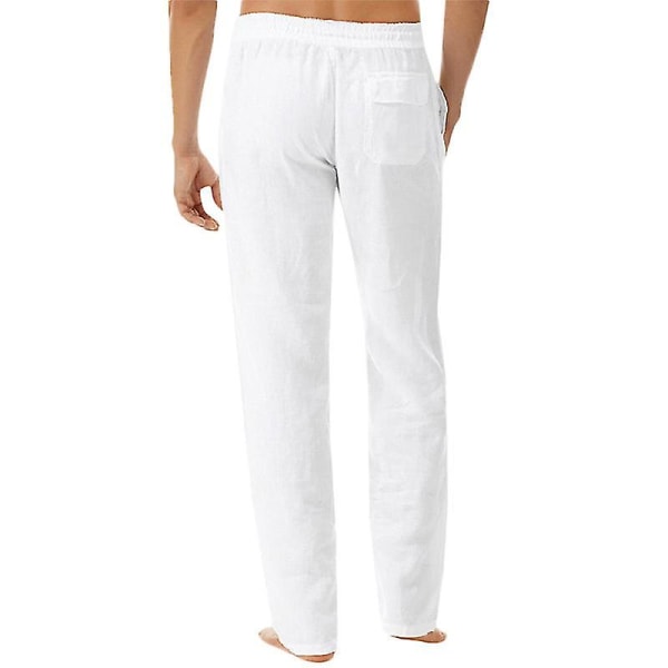 Casual hørbukser til mænd sommer løse bukser af høj kvalitet H White 2XL