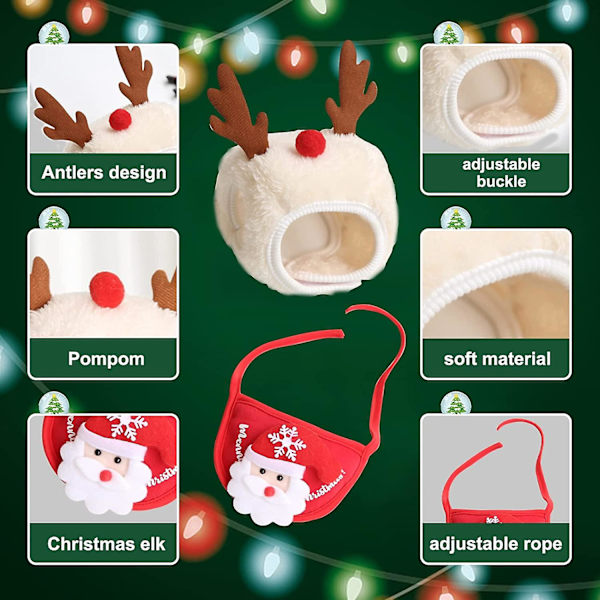 2st Jul Pet Hat Haklapp Set Hundkläder Valp Katt Cosplay kostymtillbehör CNMR Red L