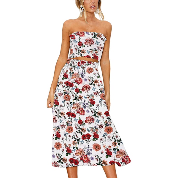 Blomsterbluse for kvinner, dresskjole til maxiskjørt . Red X-Large