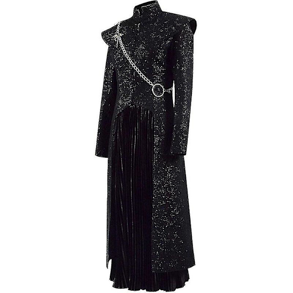 Daenerys Targaryen Dany Cosplay Kostume Middelalderkjole Uniform Sort Outfit Kappe Halloween Fest Kostume Til Kvinder Voksen Z X XL
