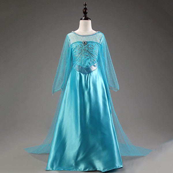 Frozen Elsa Princess Sequin Cape Klänning för födelsedagsbollklänning - bule 110cm