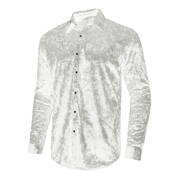 Långärmade för män printed Casual Button Down-skjortor Z X white S