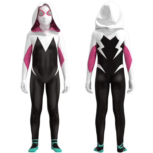 Ghost Spider-gwen Dress Cosplay Kostyme Fest Jumpsuit Tilpasset Barneklær Spiderman ansiktsmaling 190cm