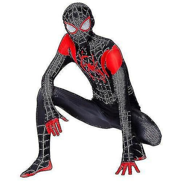 Spider Man Into The Superhero Costume Kids Miles Morales Cosplay Voksen CNMR black 170cm