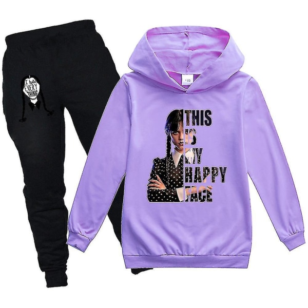 Wednesday Family Hettegenser Barn Unisex Pack Addams Sweatshirt Clothing V1 purple 130cm