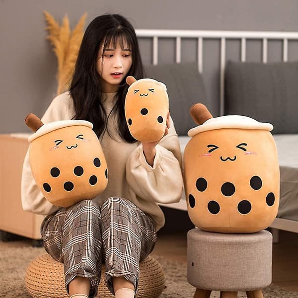Bubble Tea Plyschkudde Supermjuk sovkudde för soffa / 24cm brown