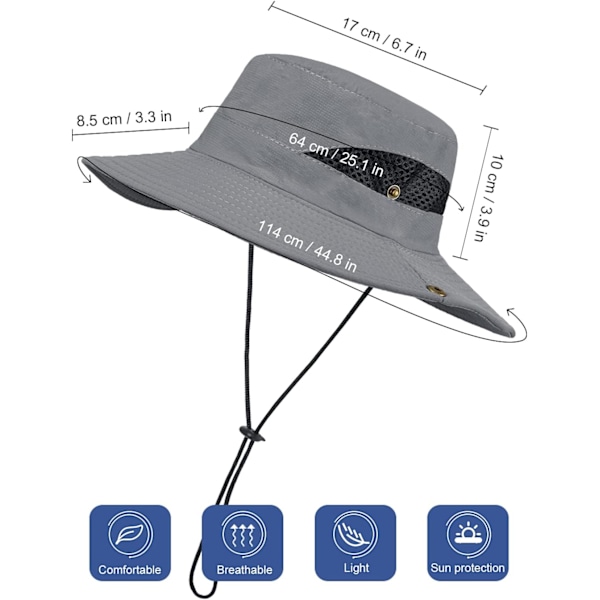 Hatt sommar UV-skydd solhatt herr peaked cap sommar fiskare hatt andas hopfällbar safari hatt unisex för utomhusbruk H