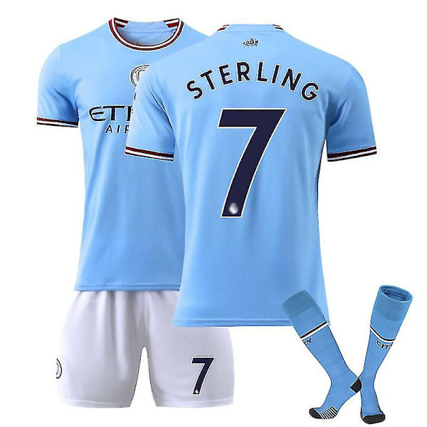 Ny Manchester City-trøje 2022-2023 fodboldtrøjesæt til mænd Mci-trøje V STERLING 7 Kids 22(120-130)