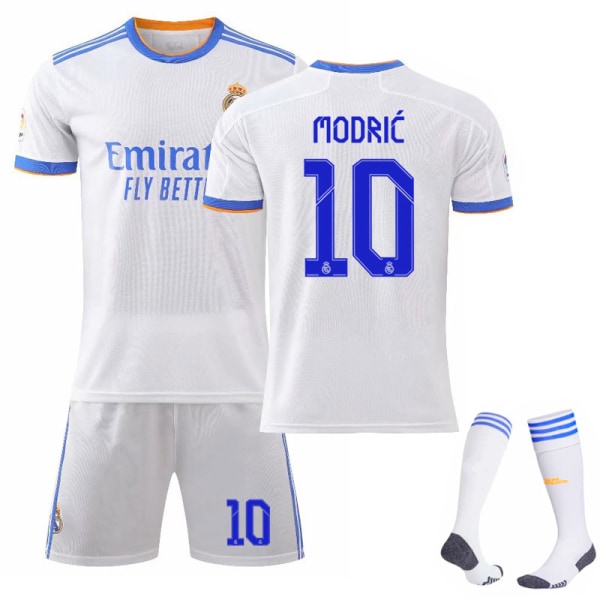 Real Madrid sæson 21-22 Hjem Modric No.10 fodboldtrøje 3-delt sæt til børn Voksne Z S(165-170CM)