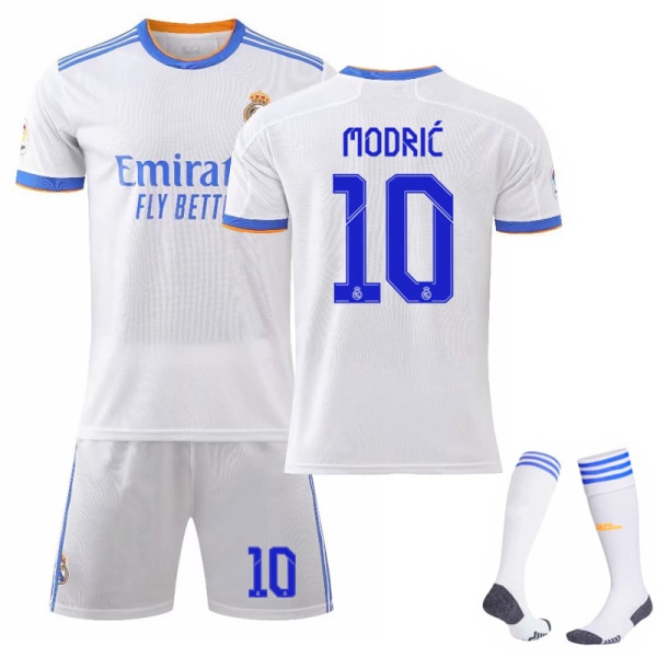 Real Madrid sesong 21-22 Hjem Modric No.10 Fotballdrakt 3-delt sett for barn Voksne Z XS(160-165CM)
