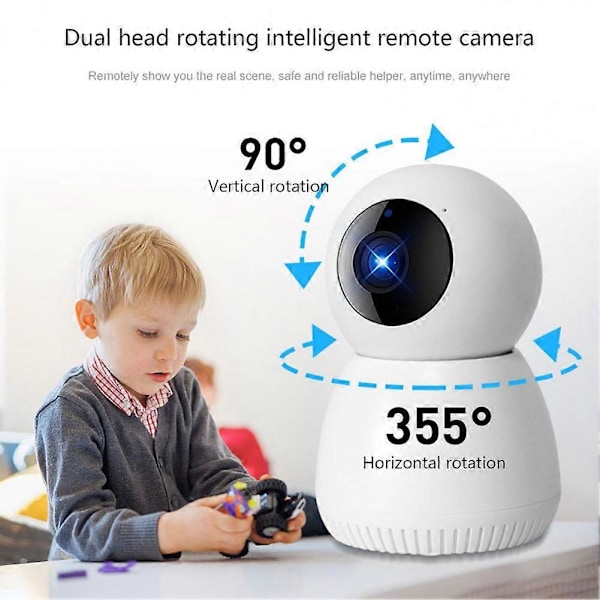 1 Set A14 Övervakningskamera Infraröd Mörkerseende Vidvinkel 1080P 360 Graders Panorama Hem Säkerhetskamera WiFi Monitor