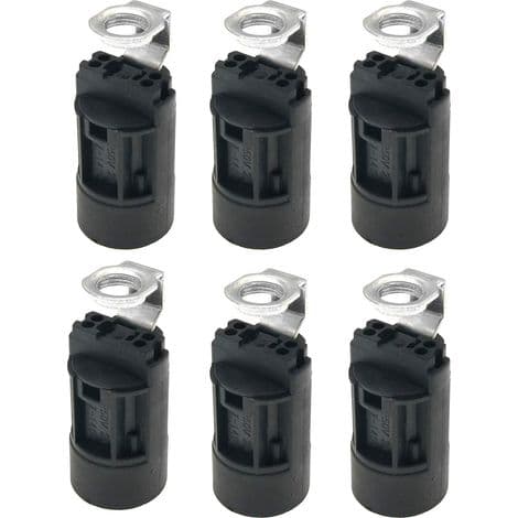 Sæt med 6 termoplastiske lysholdere E14 SES 52 mm høje, E14 fatning med 1/8IPS Hickey gevind (sort)