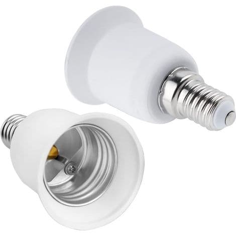 E14 til E27 Sokkeladapter, SES til ES Sokkelomformer, 0-250V, for E27 Pærer, LED-pærer, Glødepærer, Halogenlamper, CFL-lamper, Pakke med 2