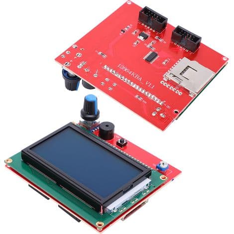 12864 LCD-skærm til 3D-printer, intelligent kontrolmodul med 2 linjer, 2 stk.