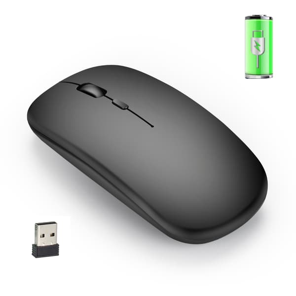 Trådløs mus 2.4G - Lydløs optisk computermus sort