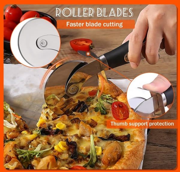 Pizzaskærersæt - BEIJIYI - Professionel - Rustfrit stål - Pizzaspade - 10 emballageposer