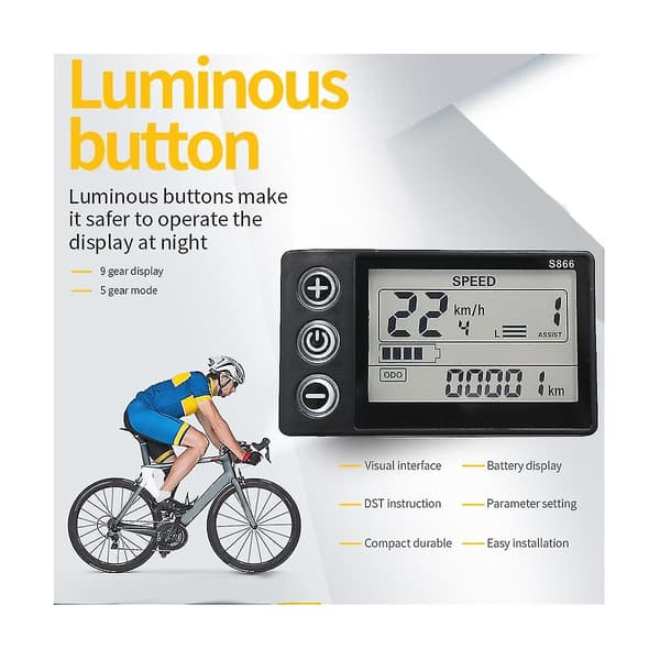 24v 36v 48v 60v S866 Controller Panel Dashboard Elektrisk Cykel LCD Display Til Elektrisk E-cykel Scooter (sm Stik 6pin)