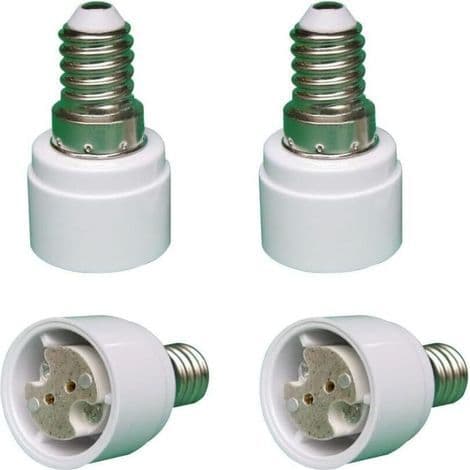 Sett med 4 E14 til G4 MR16 GU5.3 GU4 sokkeladaptere for LED- eller halogenpærer