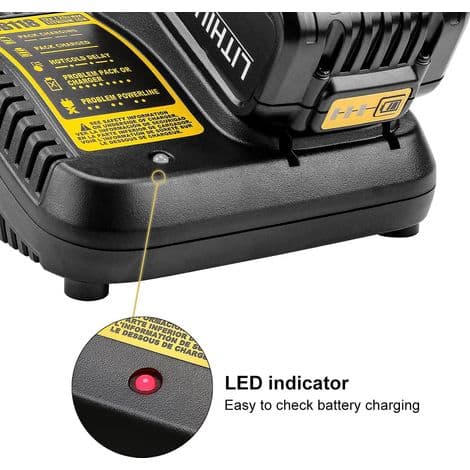Velegnet til DeWalt 18650 batterioplader, 3A hurtigopladning, sort og gul