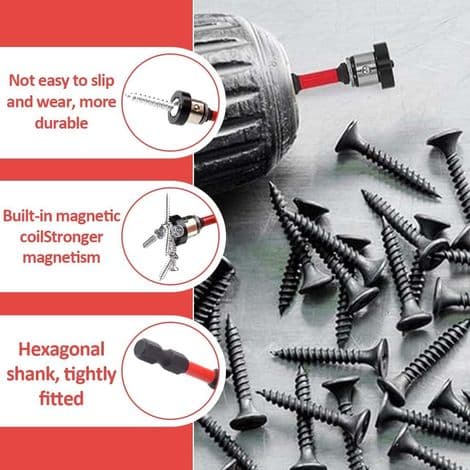 Sæt med 4 1/4\" magnetiske PH2 bits til gipsplader, positioneringsskruetrækkerbit til akku-skruetrækker og håndboremaskine