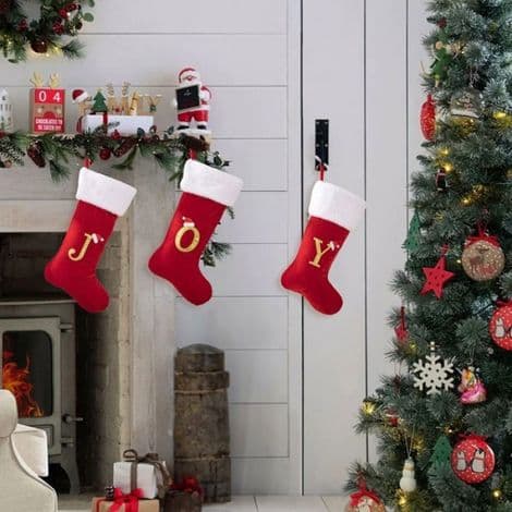 Julstrumpa - Sammet - 45 x 26 cm - Festlig Inomhusdekoration - 1 Styck