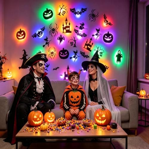 30 stk 3D LED veggklistremerker Halloween-dekorasjon