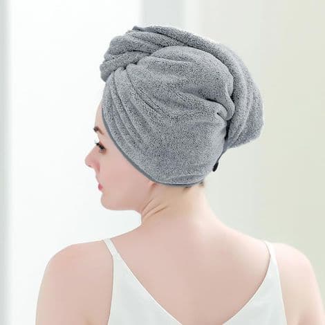 Sæt med 2 mikrofiber turbanhåndklæder til vådt hår, hurtigtørrende