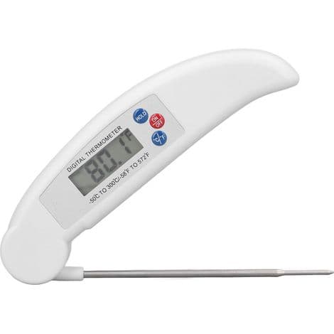 Snabb Digital Kötttermometer med Vikbar Sond - Vitt Kök