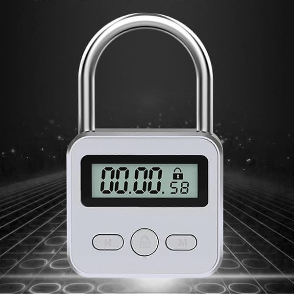 Metall Timer Lås LCD-skjerm Multifunksjonell Elektronisk Tid 99 Timer Maks Timing USB Oppladbar Tim