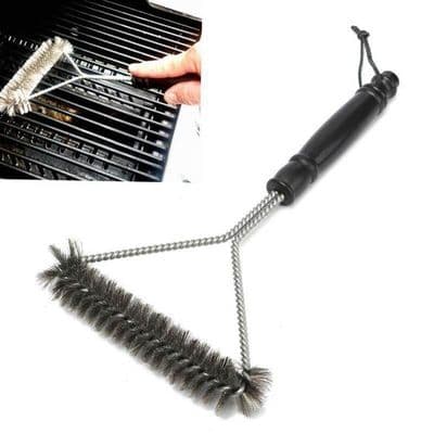 Grillrensebørste, tilbehør til havemøbler (30,5 cm, 3-sidet rustfrit stål)
