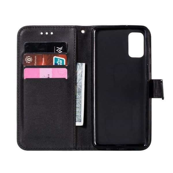Etui - Samsung Galaxy A41 - PU Læder - Kortholder & Stand - Blød Sort