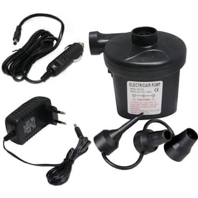 Elektrisk pumpe - Home-N DC12V/AC 230V - Oppblåser/Tømmer - 3 dyser - Camping